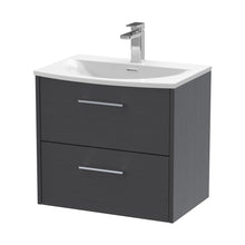 Hudson Reed Juno 600mm Wall Hung 2 Drawer Vanity & Basin 4 Contemp Graphite Grey Woodgrain MFC Textured Woodgrain 569x610x440mm - JJ Building Materials