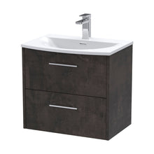 Hudson Reed Juno 600mm Wall Hung 2 Drawer Vanity & Basin 4 Contemp Metallic Slate MFC Textured Matt 569x610x440mm - JJ Building Materials