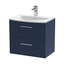 Hudson Reed Juno 600mm Wall Hung 2-drawer Vanity & Basin 4 Contemp Midnight Blue MFC Painted Matt 569x610x440mm - JJ Building Materials