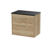 Hudson Reed Juno 600mm Wall Hung 2 Drawer Vanity & Laminate Top Contemp Autumn Oak MFC Textured Woodgrain 561x605x390mm - JNU1824LSB - JJ Building Materials