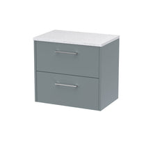 Hudson Reed Juno 600mm Wall Hung 2 Drawer Vanity & Laminate Top Contemp Coastal Grey MFC Smooth Matt 557x605x390mm - JJ Building Materials