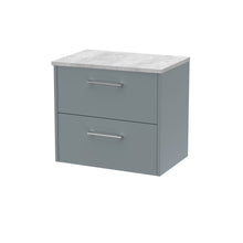 Hudson Reed Juno 600mm Wall Hung 2 Drawer Vanity & Laminate Top Contemp Coastal Grey MFC Smooth Matt 561x605x390mm - JNU2324LBG - JJ Building Materials