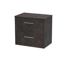 Hudson Reed Juno 600mm Wall Hung 2 Drawer Vanity & Worktop Contemp Metallic Slate MFC Textured Matt 557x605x390mm - JJ Building Materials
