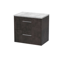 Hudson Reed Juno 600mm Wall Hung 2 Drawer Vanity & Worktop Contemp Metallic Slate MFC Textured Matt 561x605x390mm - JNU2624LBG - JJ Building Materials