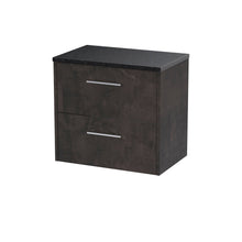 Hudson Reed Juno 600mm Wall Hung 2 Drawer Vanity & Worktop Contemp Metallic Slate MFC Textured Matt 561x605x390mm - JNU2624LSB - JJ Building Materials