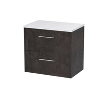 Hudson Reed Juno 600mm Wall Hung 2 Drawer Vanity & Worktop Contemp Metallic Slate MFC Textured Matt 561x605x390mm - JNU2624LSW - JJ Building Materials
