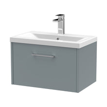 Hudson Reed Juno 600mm Wall Hung Single Drawer Vanity & Basin 1 Contemp Coastal Grey MFC Smooth Matt 399x600x390mm - JJ Building Materials