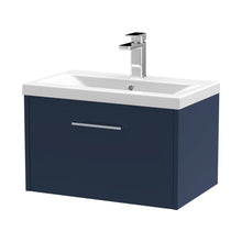 Hudson Reed Juno 600mm Wall Hung Single Drawer Vanity & Basin 1 Contemp Midnight Blue MFC Painted Matt 399x610x390mm - JJ Building Materials