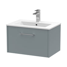 Hudson Reed Juno 600mm Wall Hung Single Drawer Vanity & Basin 2 Contemp Coastal Grey MFC Smooth Matt 374x600x390mm - JJ Building Materials