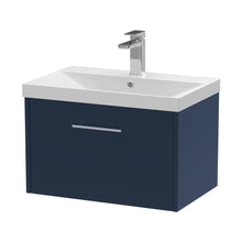 Hudson Reed Juno 600mm Wall Hung Single Drawer Vanity & Basin 3 Contemp Midnight Blue MFC Painted Matt 409x610x395mm - JJ Building Materials