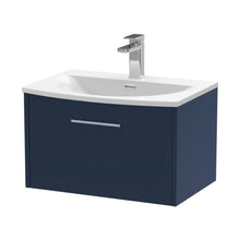 Hudson Reed Juno 600mm Wall Hung Single Drawer Vanity & Basin 4 Contemp Midnight Blue MFC Painted Matt 389x610x440mm - JJ Building Materials