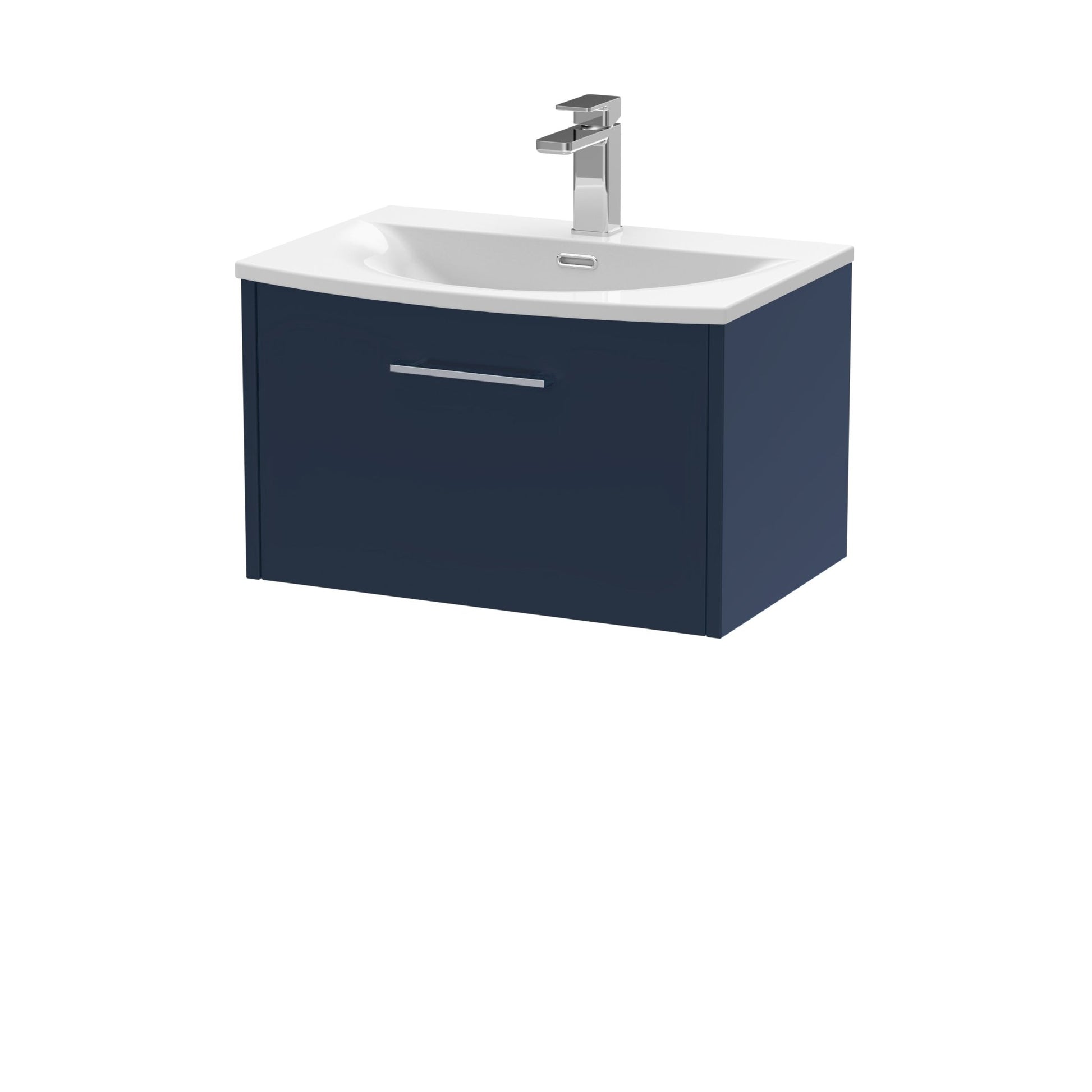 Hudson Reed Juno 600mm Wall Hung Single Drawer Vanity & Basin 4 Contemp Midnight Blue MFC Painted Matt 389x610x440mm - JJ Building Materials