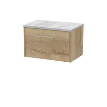 Hudson Reed Juno 600mm Wall Hung Single Drawer Vanity & Laminate Top Contemp Autumn Oak MFC Textured Woodgrain 381x605x390mm - JNU1822LBG - JJ Building Materials