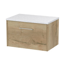 Hudson Reed Juno 600mm Wall Hung Single Drawer Vanity & Laminate Top Contemp Autumn Oak MFC Textured Woodgrain 381x605x390mm - JNU1822LSW - JJ Building Materials