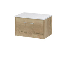 Hudson Reed Juno 600mm Wall Hung Single Drawer Vanity & Laminate Top Contemp Autumn Oak MFC Textured Woodgrain 381x605x390mm - JNU1822LSW - JJ Building Materials
