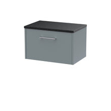 Hudson Reed Juno 600mm Wall Hung Single Drawer Vanity & Laminate Top Contemp Coastal Grey MFC Smooth Matt 381x605x390mm - JNU2322LSB - JJ Building Materials