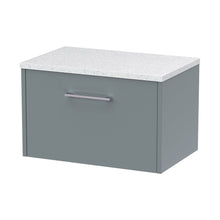 Hudson Reed Juno 600mm Wall Hung Single Drawer Vanity & Laminate Top Contemp Coastal Grey MFC Smooth Matt 381x605x390mm - JNU2322LSW - JJ Building Materials