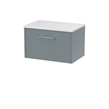 Hudson Reed Juno 600mm Wall Hung Single Drawer Vanity & Laminate Top Contemp Coastal Grey MFC Smooth Matt 381x605x390mm - JNU2322LSW - JJ Building Materials