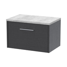 Hudson Reed Juno 600mm Wall Hung Single Drawer Vanity & Laminate Top Contemp Graphite Grey Woodgrain MFC Textured Woodgrain 381x605x390mm - JNU2222LBG - JJ Building Materials