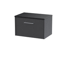 Hudson Reed Juno 600mm Wall Hung Single Drawer Vanity & Laminate Top Contemp Graphite Grey Woodgrain MFC Textured Woodgrain 381x605x390mm - JNU2222LSB - JJ Building Materials
