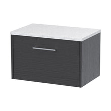 Hudson Reed Juno 600mm Wall Hung Single Drawer Vanity & Laminate Top Contemp Graphite Grey Woodgrain MFC Textured Woodgrain 381x605x390mm - JNU2222LSW - JJ Building Materials