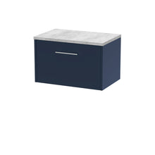 Hudson Reed Juno 600mm Wall Hung Single Drawer Vanity & Laminate Worktop Contemp Midnight Blue MFC Painted Matt 381x605x390mm - JNU2922LBG - JJ Building Materials