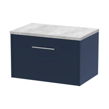 Hudson Reed Juno 600mm Wall Hung Single Drawer Vanity & Laminate Worktop Contemp Midnight Blue MFC Painted Matt 381x605x390mm - JNU2922LBG - JJ Building Materials