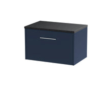 Hudson Reed Juno 600mm Wall Hung Single Drawer Vanity & Laminate Worktop Contemp Midnight Blue MFC Painted Matt 381x605x390mm - JNU2922LSB - JJ Building Materials