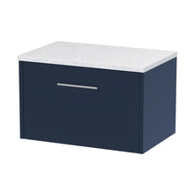 Hudson Reed Juno 600mm Wall Hung Single Drawer Vanity & Laminate Worktop Contemp Midnight Blue MFC Painted Matt 381x605x390mm - JNU2922LSW - JJ Building Materials
