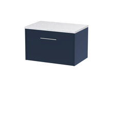 Hudson Reed Juno 600mm Wall Hung Single Drawer Vanity & Laminate Worktop Contemp Midnight Blue MFC Painted Matt 381x605x390mm - JNU2922LSW - JJ Building Materials