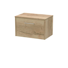 Hudson Reed Juno 600mm Wall Hung Single Drawer Vanity & Worktop Contemp Autumn Oak MFC Textured Woodgrain 377x605x390mm - JJ Building Materials
