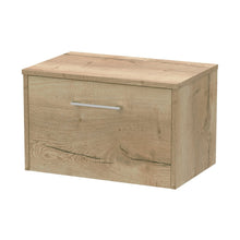 Hudson Reed Juno 600mm Wall Hung Single Drawer Vanity & Worktop Contemp Autumn Oak MFC Textured Woodgrain 377x605x390mm - JJ Building Materials