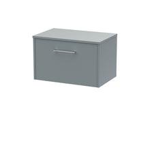 Hudson Reed Juno 600mm Wall Hung Single Drawer Vanity & Worktop Contemp Coastal Grey MFC Smooth Matt 377x605x390mm - JJ Building Materials
