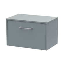 Hudson Reed Juno 600mm Wall Hung Single Drawer Vanity & Worktop Contemp Coastal Grey MFC Smooth Matt 377x605x390mm - JJ Building Materials