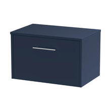 Hudson Reed Juno 600mm Wall Hung Single Drawer Vanity & Worktop Contemp Midnight Blue MFC Painted Matt 377x605x390mm - JJ Building Materials