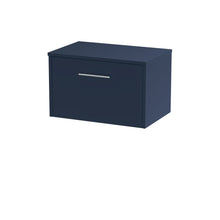 Hudson Reed Juno 600mm Wall Hung Single Drawer Vanity & Worktop Contemp Midnight Blue MFC Painted Matt 377x605x390mm - JJ Building Materials