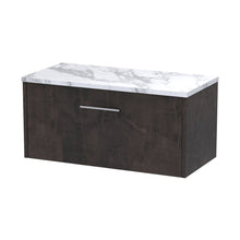 Hudson Reed Juno 800 Wall Hung 1-drawer Vanity & Laminate Worktop Contemp Metallic Slate MFC Textured Matt 381x805x390mm - JJ Building Materials