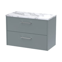 Hudson Reed Juno 800 Wall Hung 2-drawer Vanity & Laminate Worktop Contemp Coastal Grey MFC Smooth Matt 561x805x390mm - JJ Building Materials