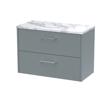 Hudson Reed Juno 800 Wall Hung 2 - drawer Vanity & Laminate Worktop Contemp Coastal Grey MFC Smooth Matt 561x805x390mm - JJ Building Materials