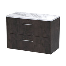 Hudson Reed Juno 800 Wall Hung 2-drawer Vanity & Laminate Worktop Contemp Metallic Slate MFC Textured Matt 561x805x390mm - JJ Building Materials