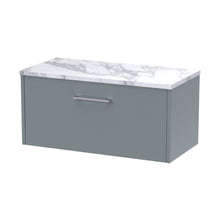 Hudson Reed Juno 800 Wall Hung Single Drawer Vanity & Laminate Worktop Contemp Coastal Grey MFC Smooth Matt 381x805x390mm - JJ Building Materials