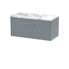 Hudson Reed Juno 800 Wall Hung Single Drawer Vanity & Laminate Worktop Contemp Coastal Grey MFC Smooth Matt 381x805x390mm - JJ Building Materials