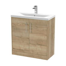 Hudson Reed Juno 800mm Floor Standing 2 Door Vanity & Basin 1 Contemp Autumn Oak MFC Textured Woodgrain 843x800x390mm - JJ Building Materials