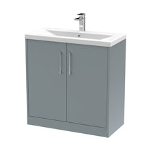 Hudson Reed Juno 800mm Floor Standing 2 Door Vanity & Basin 1 Contemp Coastal Grey MFC Smooth Matt 843x800x390mm - JJ Building Materials