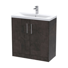 Hudson Reed Juno 800mm Floor Standing 2 Door Vanity & Basin 1 Contemp Metallic Slate MFC Textured Matt 843x810x390mm - JJ Building Materials