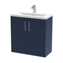 Hudson Reed Juno 800mm Floor Standing 2-door Vanity & Basin 1 Contemp Midnight Blue MFC Painted Matt 843x810x390mm - JJ Building Materials