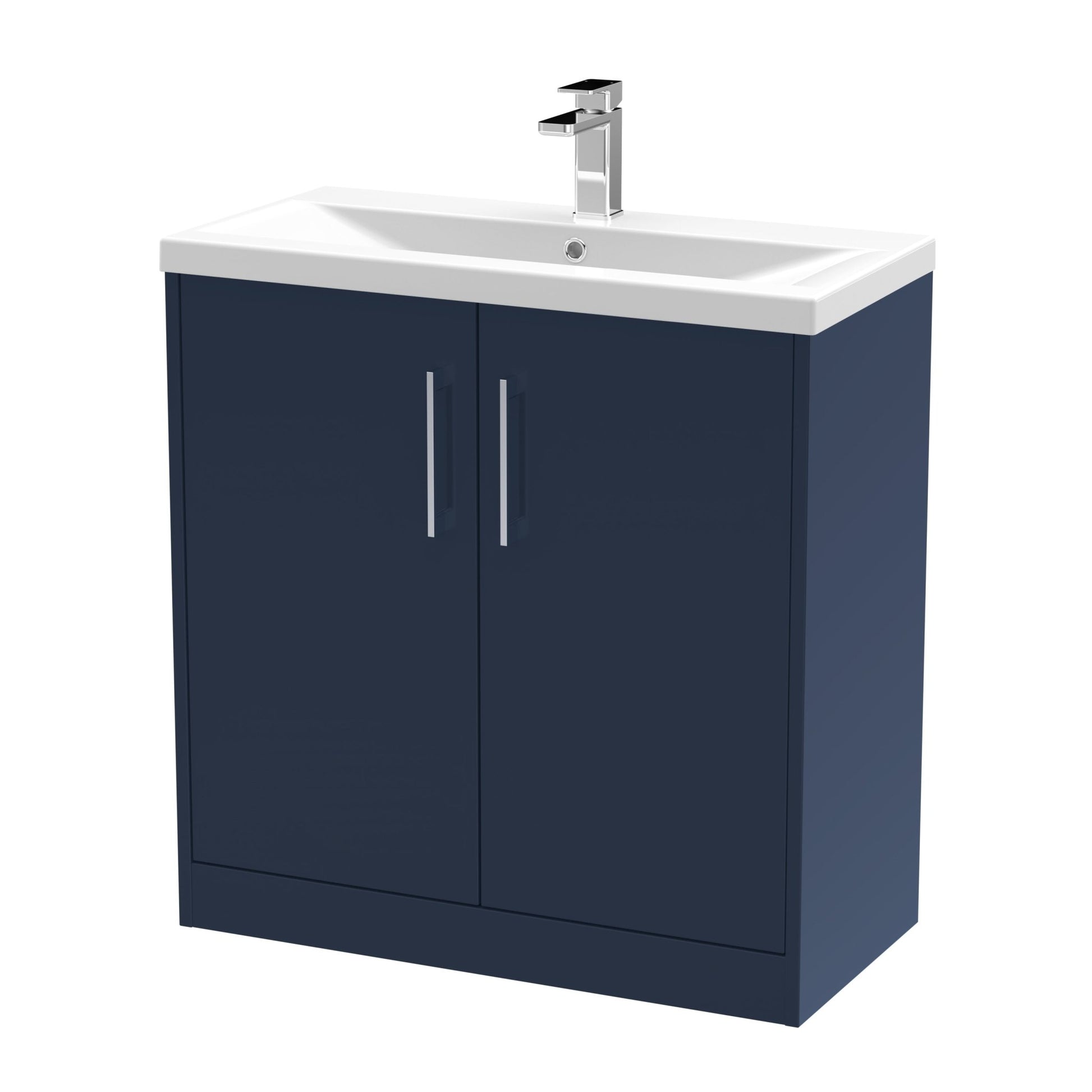 Hudson Reed Juno 800mm Floor Standing 2 - door Vanity & Basin 1 Contemp Midnight Blue MFC Painted Matt 843x810x390mm - JJ Building Materials