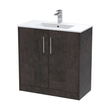 Hudson Reed Juno 800mm Floor Standing 2 Door Vanity & Basin 2 Contemp Metallic Slate MFC Textured Matt 818x800x390mm - JJ Building Materials