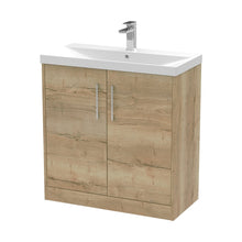 Hudson Reed Juno 800mm Floor Standing 2 Door Vanity & Basin 3 Contemp Autumn Oak MFC Textured Woodgrain 853x800x395mm - JJ Building Materials