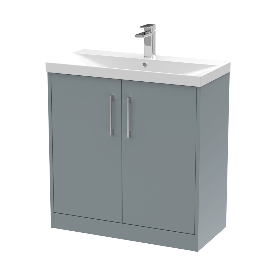 Hudson Reed Juno 800mm Floor Standing 2 Door Vanity & Basin 3 Contemp Coastal Grey MFC Smooth Matt 853x800x395mm - JJ Building Materials